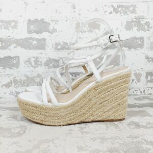 NEW BP White Cohan Espadrille Wedge Strappy Sandals A876
